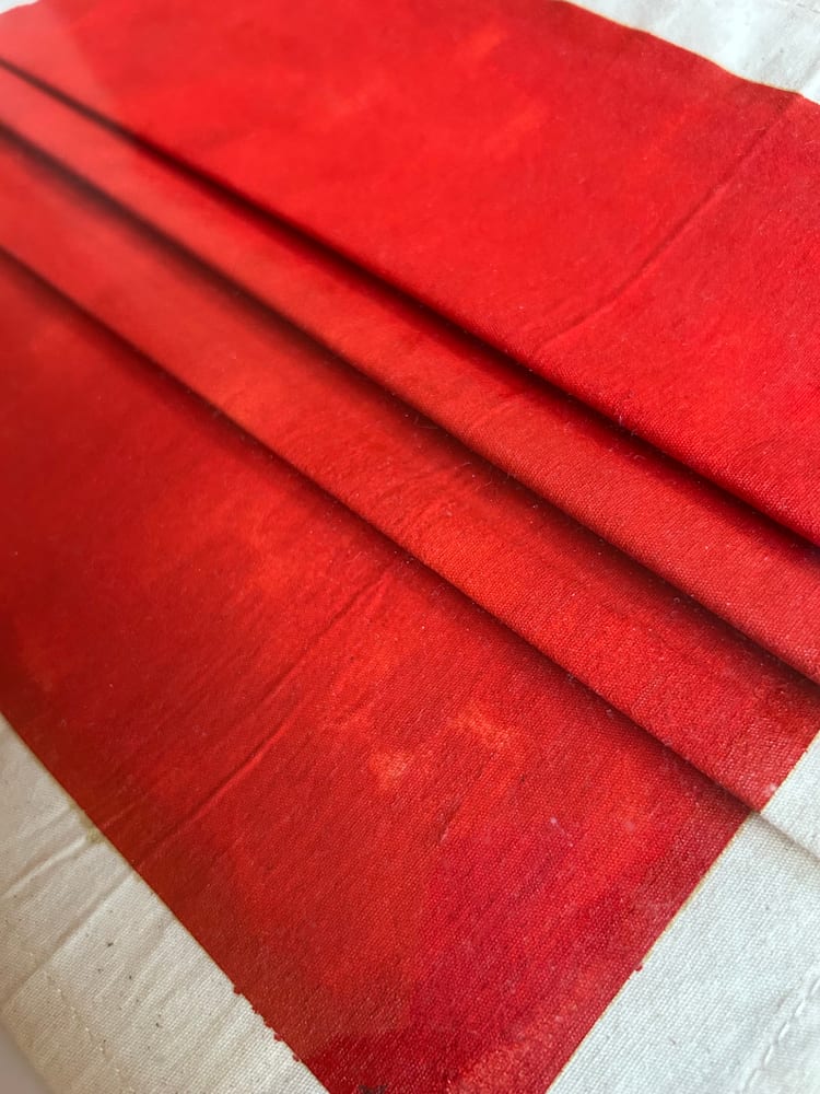 Detail: the folds in the red linen