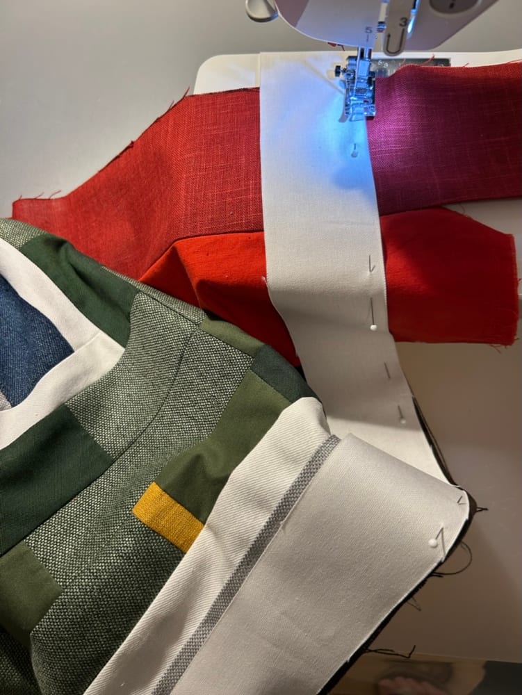 Process: the quilt under the sewing machine